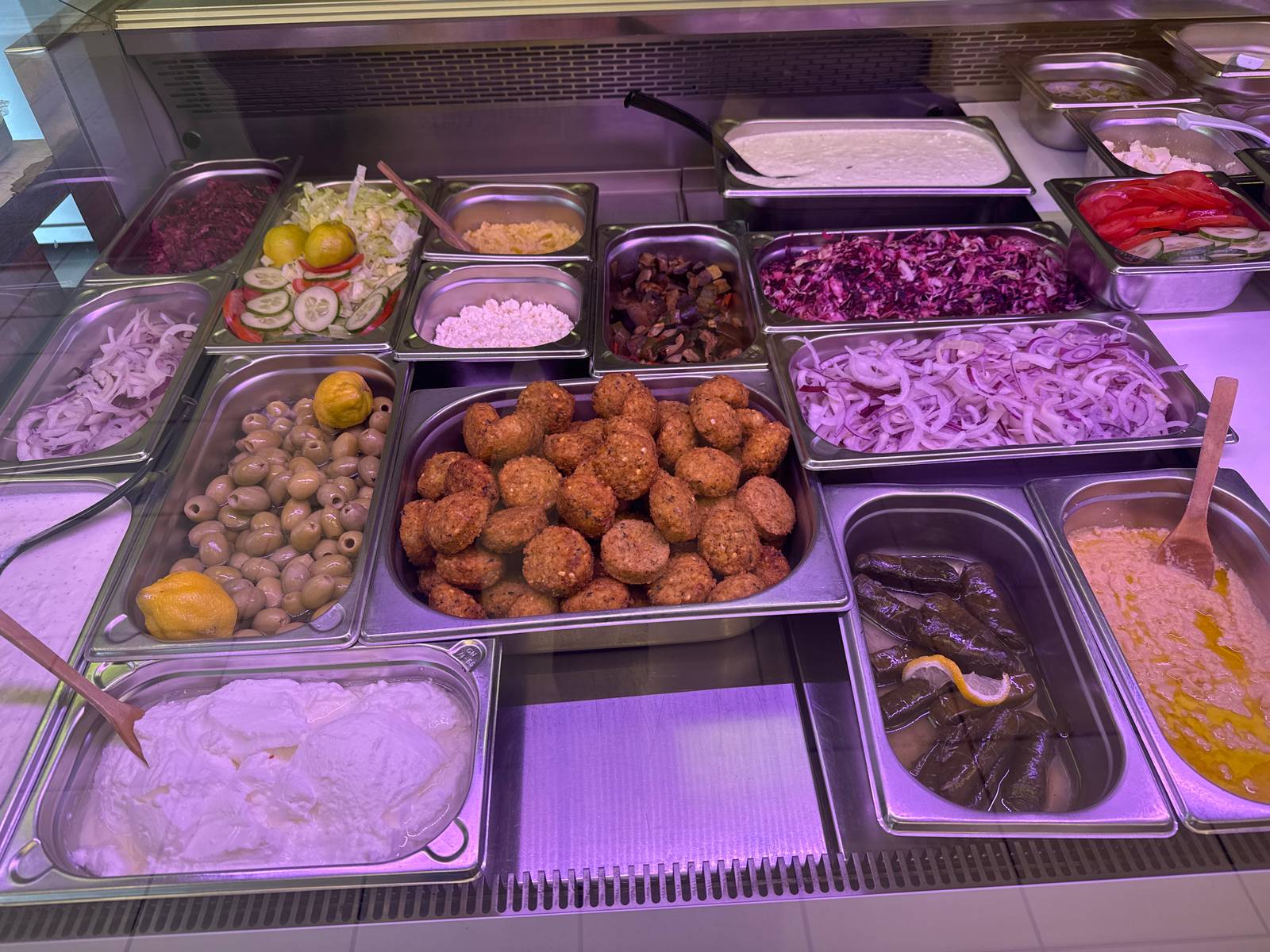 Our well-stocked delicatessen counter with homemade Mediterranean specialties